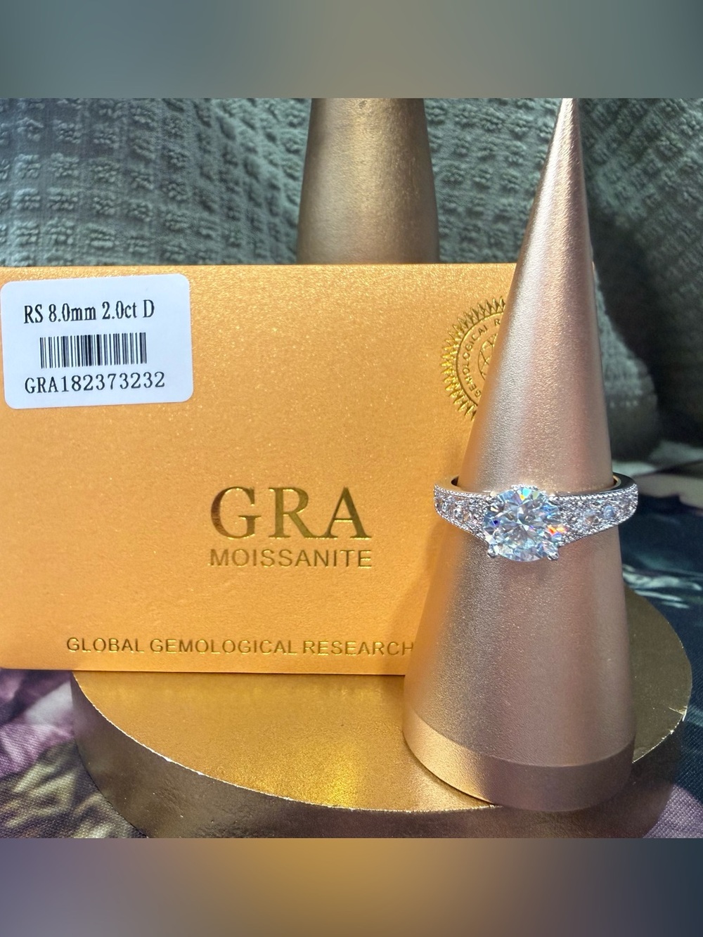 Silver Engagement Ring with Moissanite Stone